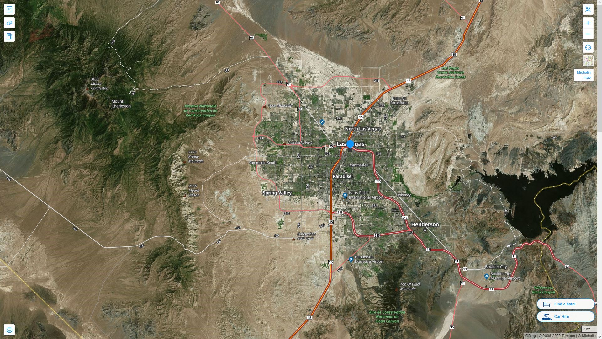 Las Vegas Nevada Highway and Road Map with Satellite View